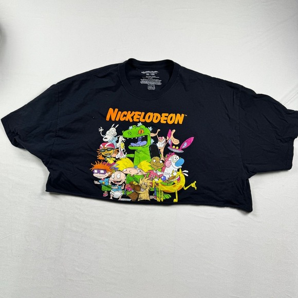 Nickelodeon Tops - Nickelodeon 90s Cartoon Graphic Crop Top Black XL Rugrats Hey Arnold Boxy Tee